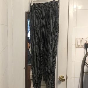 Black and white striped pants